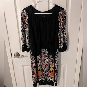 Valerie Bertinelli Black Cinch Waist Peekaboo Sleeve‎ Dress Size 4 *Missing Belt